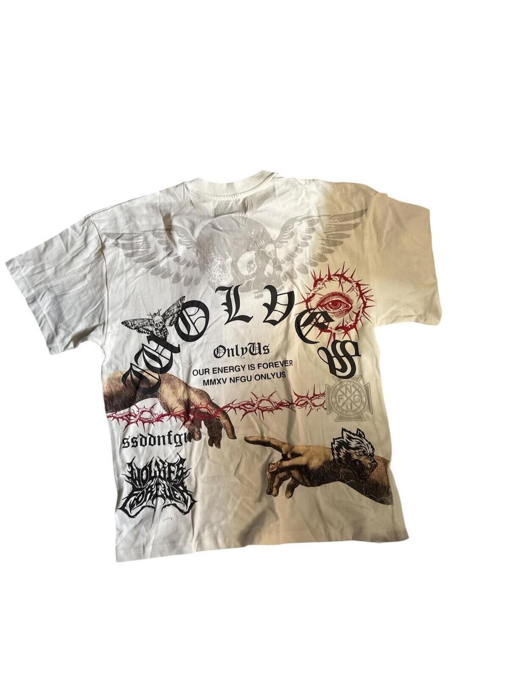 Graphic Print White T-Shirt with Artistic Design